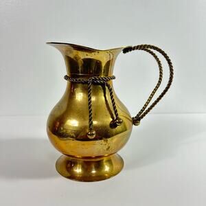 Vintage Brass Pitcher Rope Handle Made in India